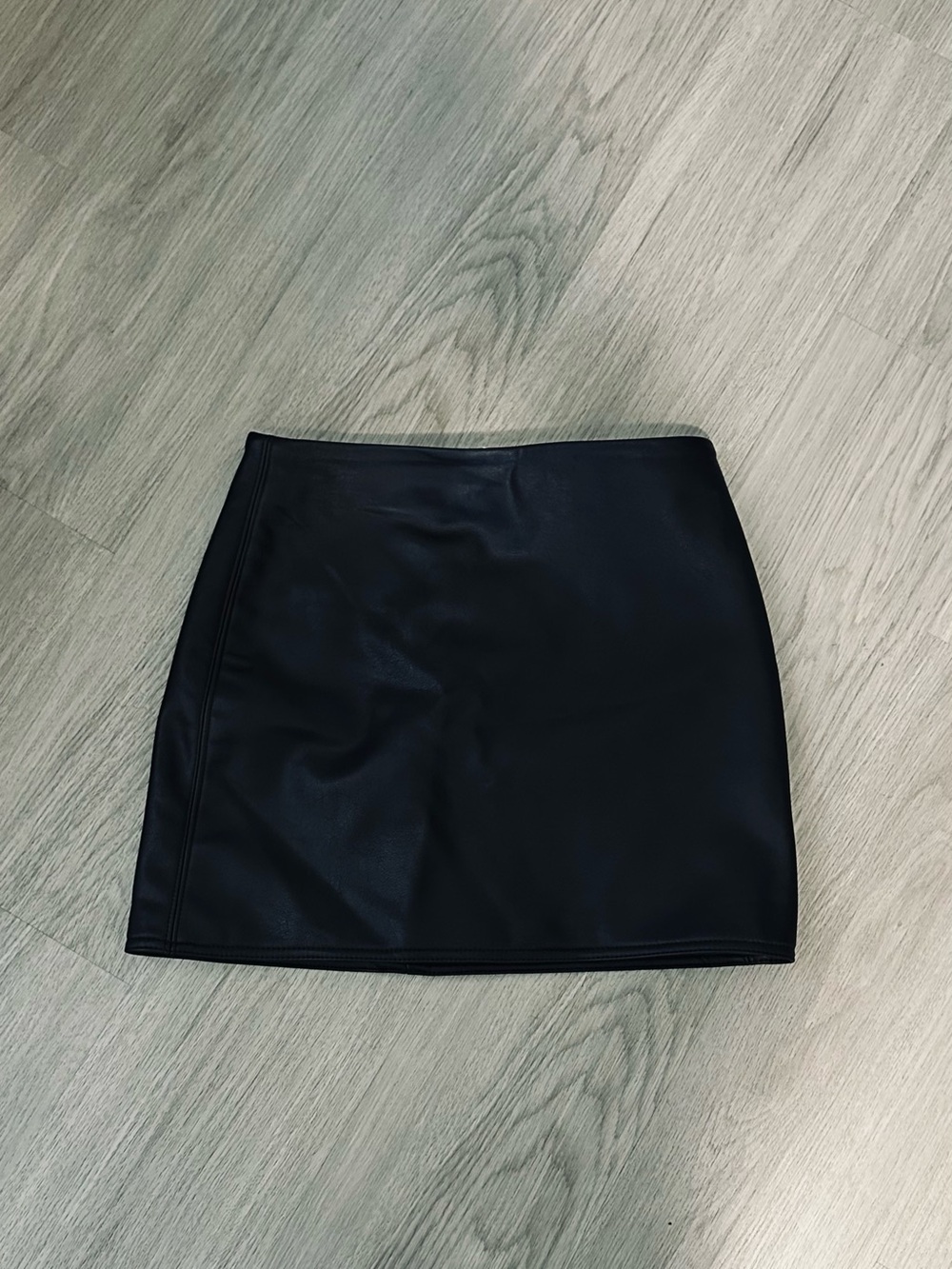 H&M Black Faux Leather Midi Skirt